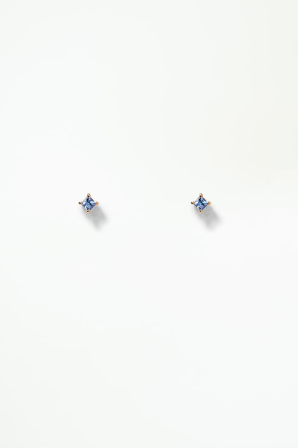 Princess Cut Sapphire Stud Earring - Flat Back - Single