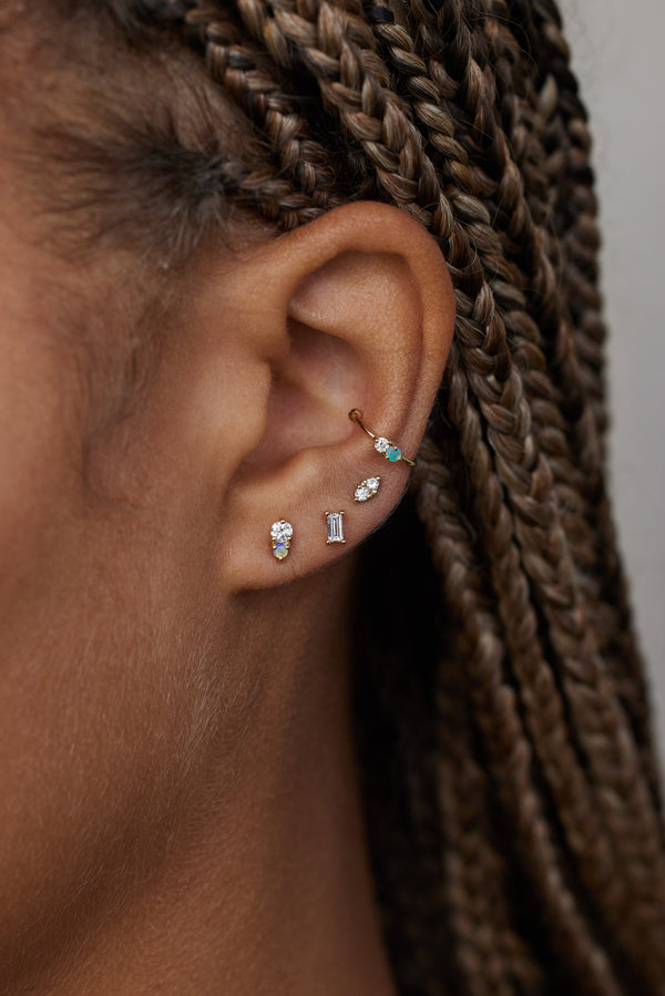 Diamond and Opal Classic Stud Earring - Single