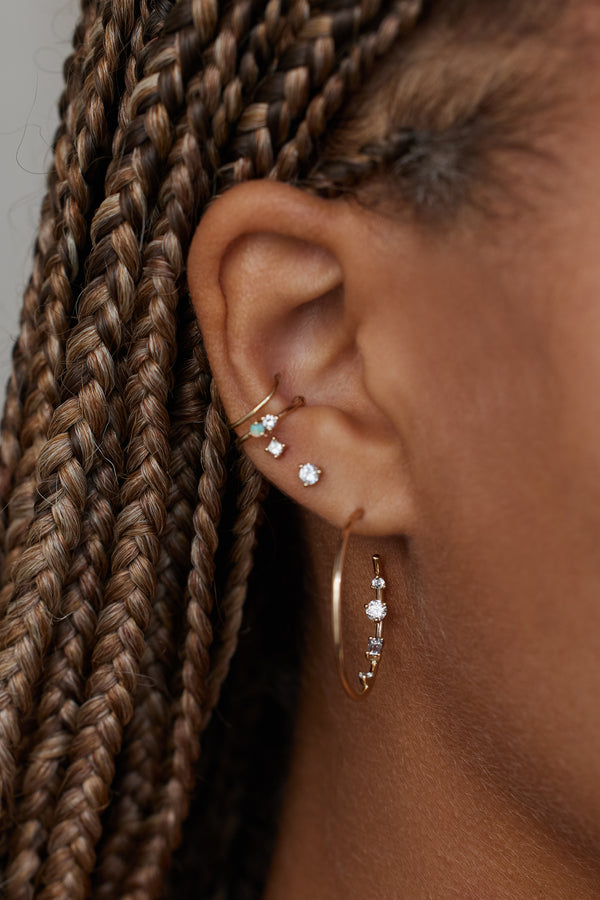 Diamond Inverted Hoop Earring - Single