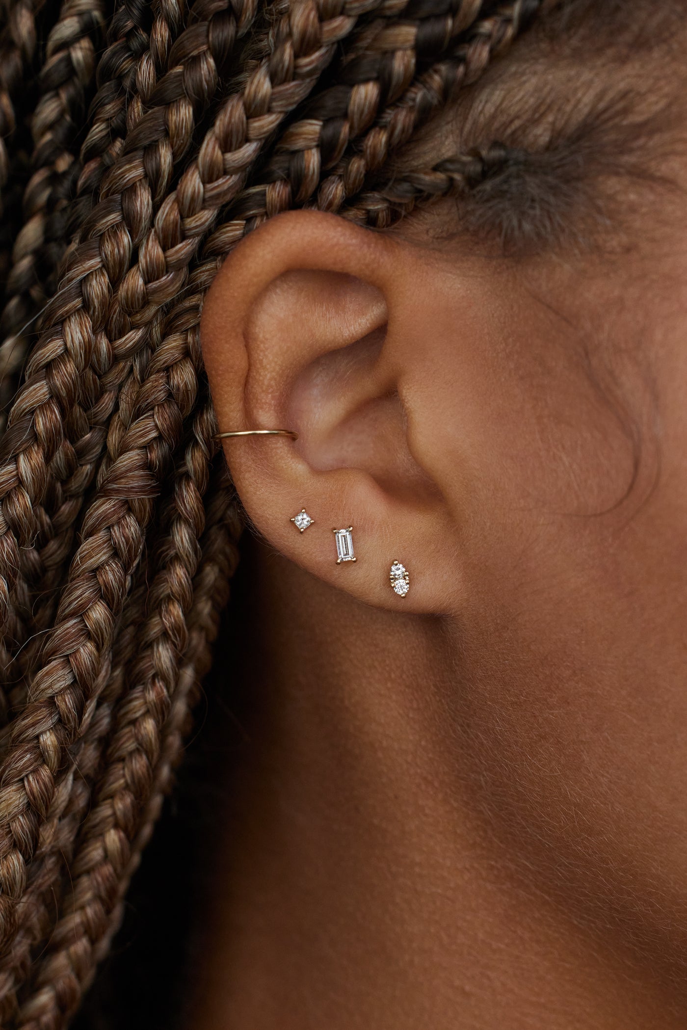Diamond Two-Step Earring - Flat Back - Single