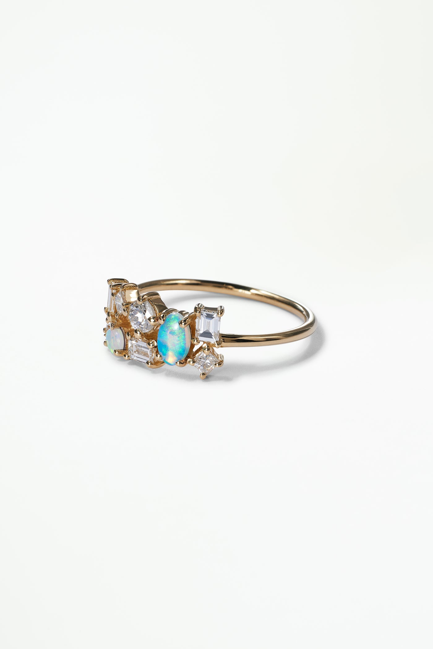 One of a Kind Diamond and Opal Mosaic Ring No. 32