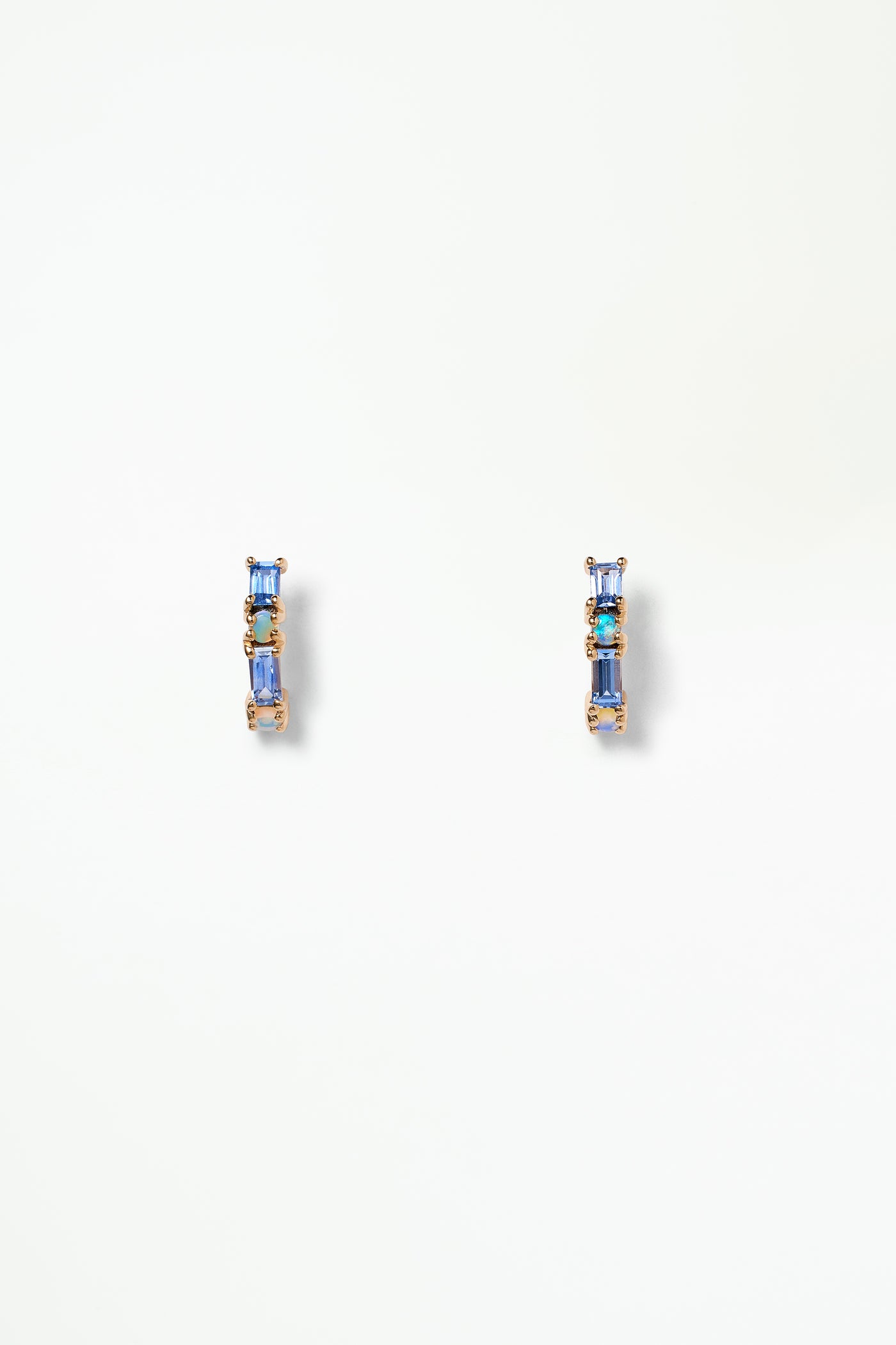 Sapphire and Opal Pillar Huggie Earring - Single