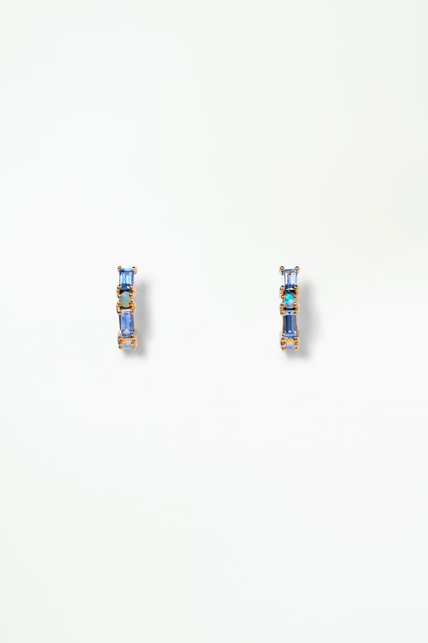 Sapphire and Opal Pillar Huggie Earring - Single