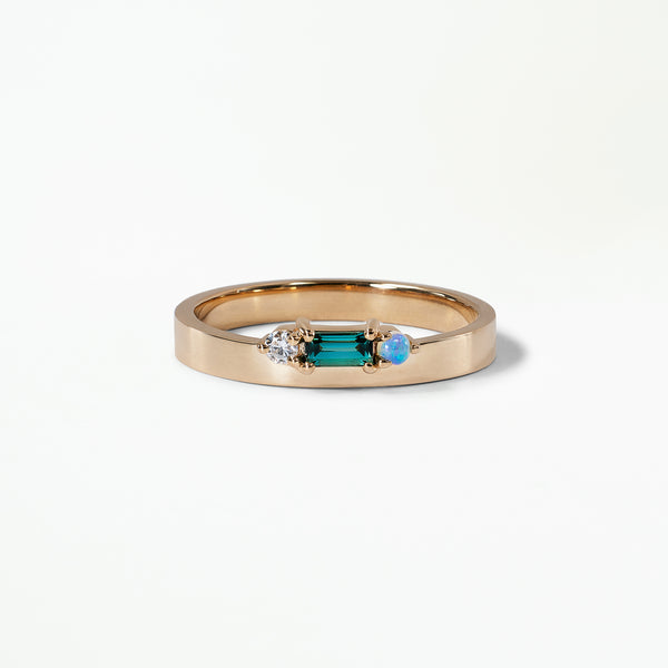 Diamond, Opal, and Tourmaline Bricolage Ring