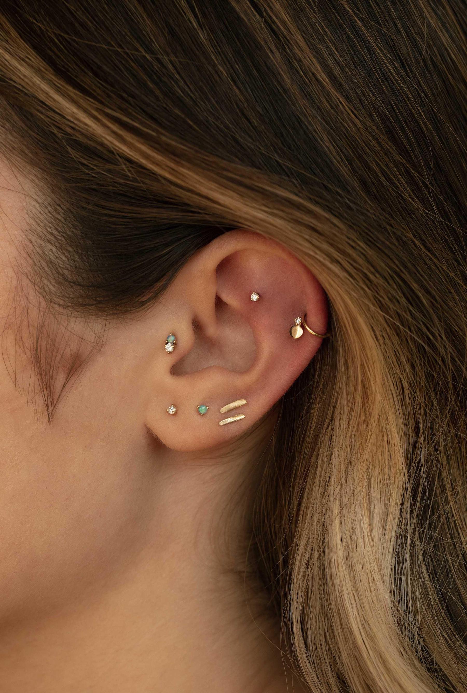 JORDAN Flat Back Piercing Stud Earring 14K – La Nadia Jewels