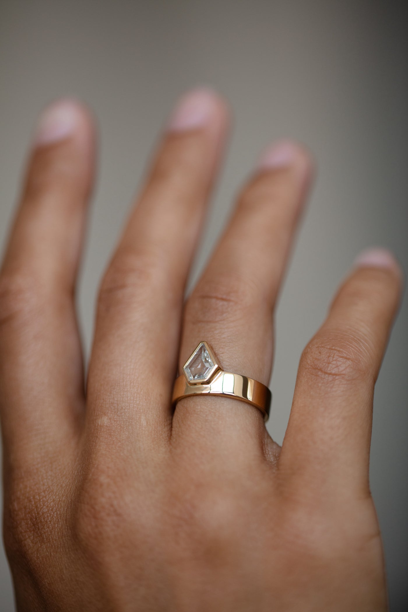One of a Kind Shield Diamond Monolith Ring
