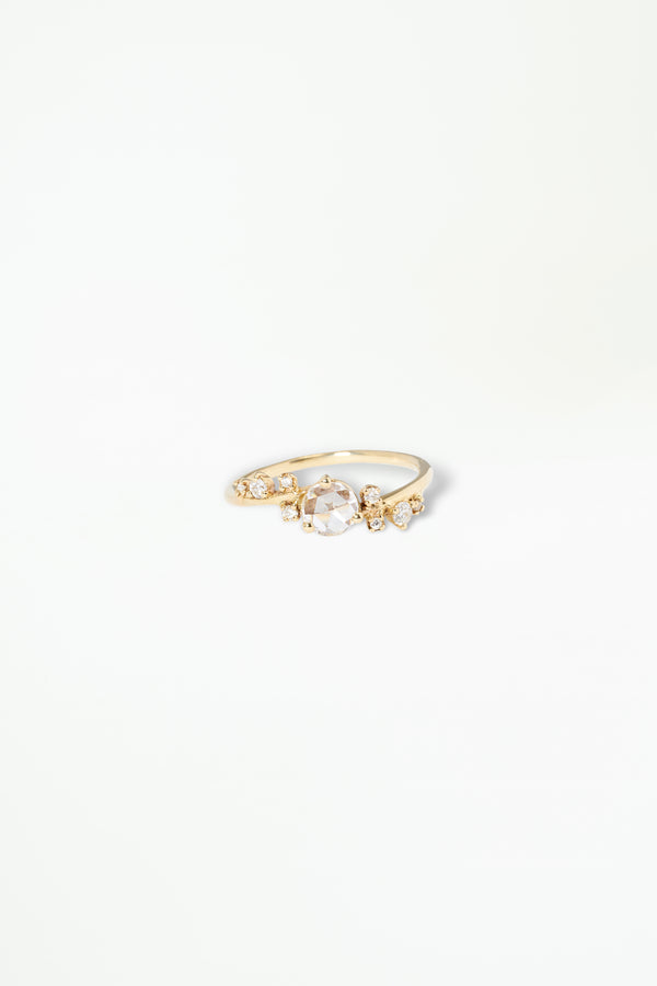 Medium Organic Crossover Rose Cut Diamond Ring