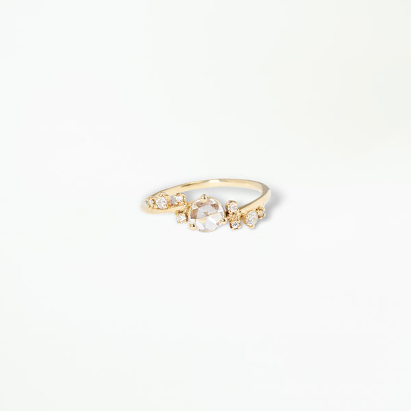 Medium Organic Crossover Rose Cut Diamond Ring