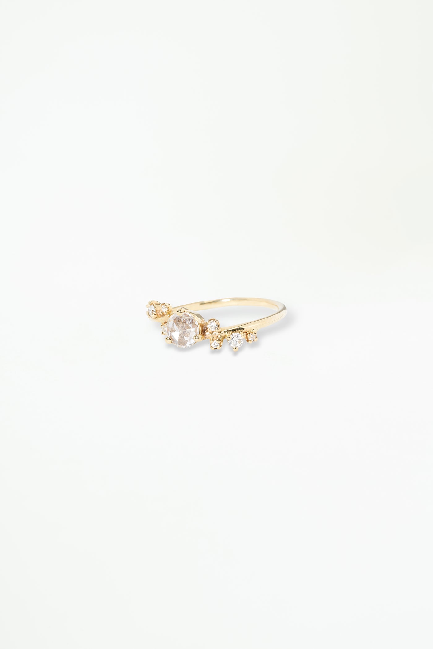 Medium Organic Crossover Rose Cut Diamond Ring