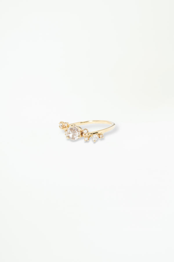 Medium Organic Crossover Rose Cut Diamond Ring