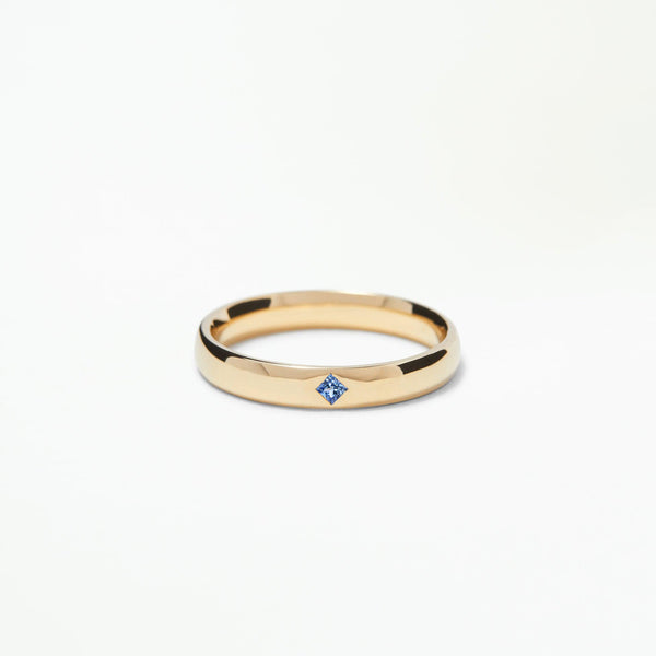 One of a Kind Princess Cut Blue Sapphire Row Ring