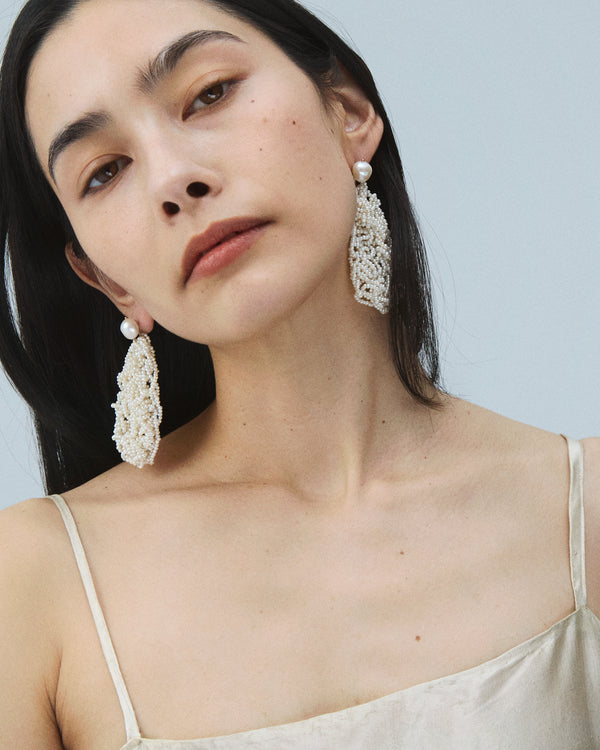 Large Crocheted Pearl Earrings - Pair