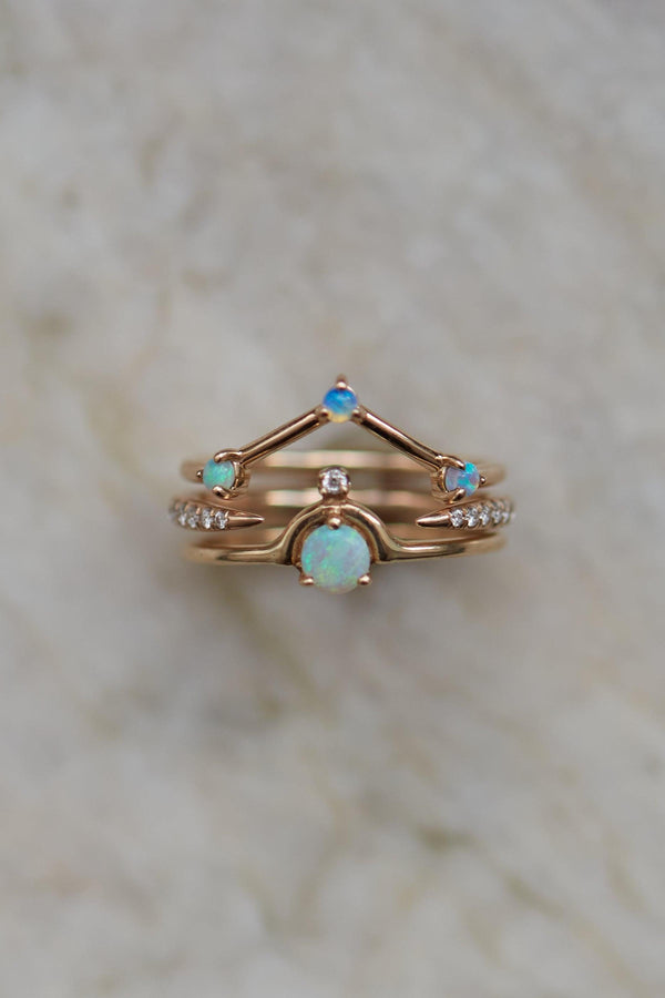 Nestled Opal and Diamond Ring
