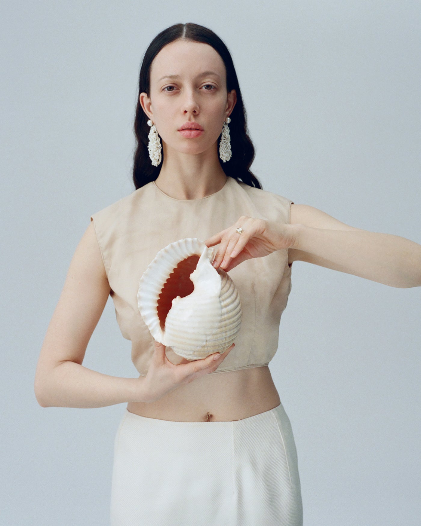 Large Crocheted Pearl Earrings - Pair