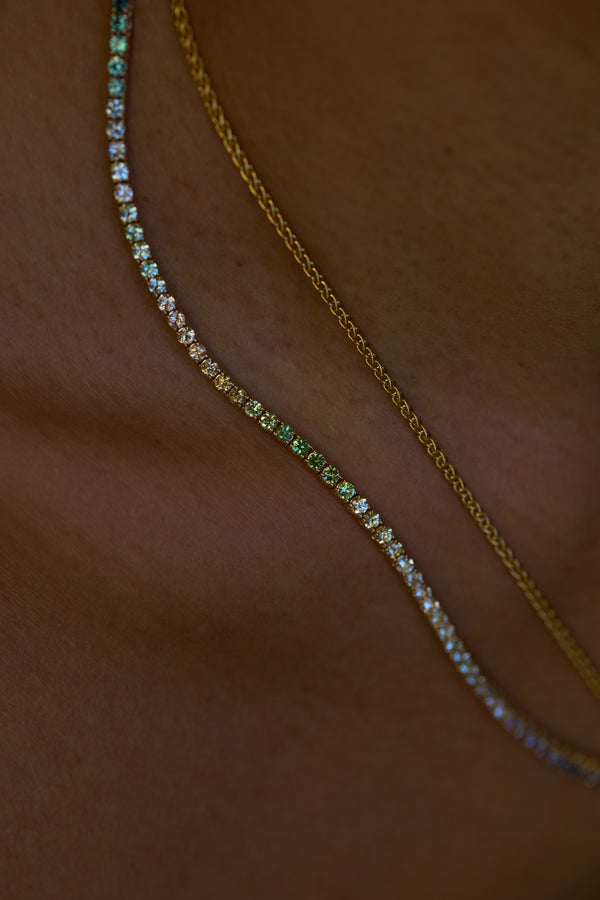 One of a Kind Sapphire & Tourmaline Tennis Necklace