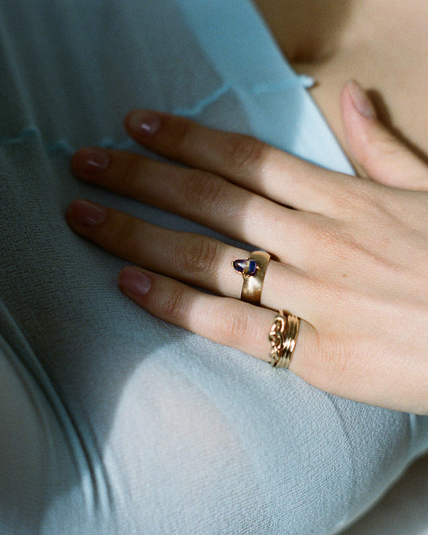 One of a Kind Cabochon Sapphire Monolith Ring No. 8