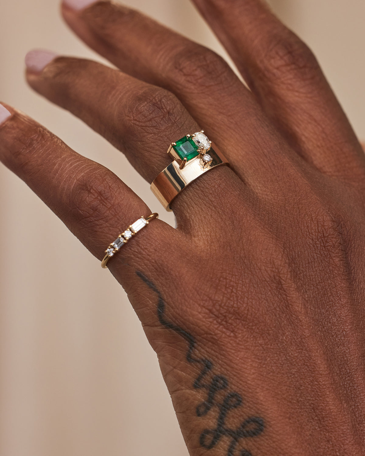 Diamond and Emerald Bricolage Ring No. 19