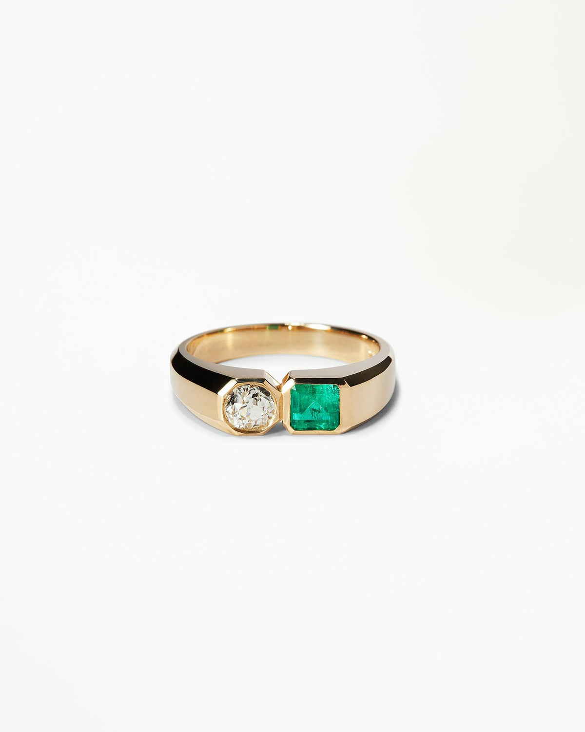 Diamond and Emerald Dyad Signet Ring No. 4