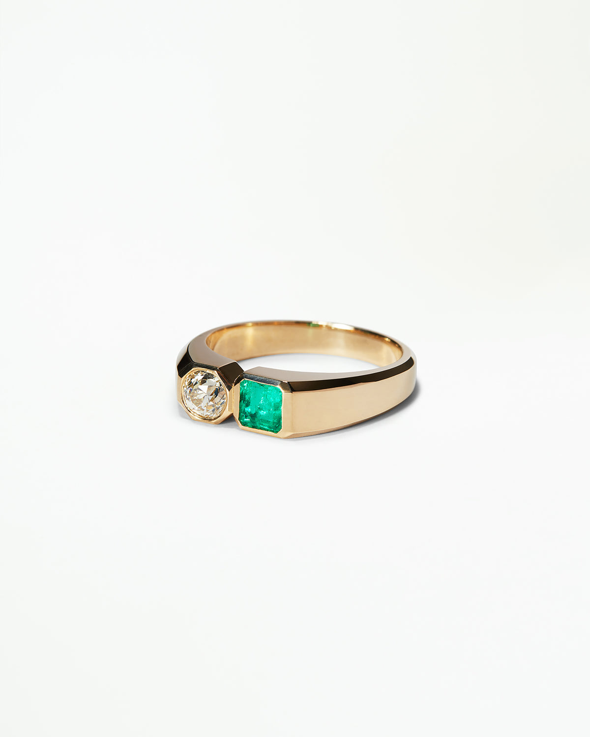 Diamond and Emerald Dyad Signet Ring No. 4