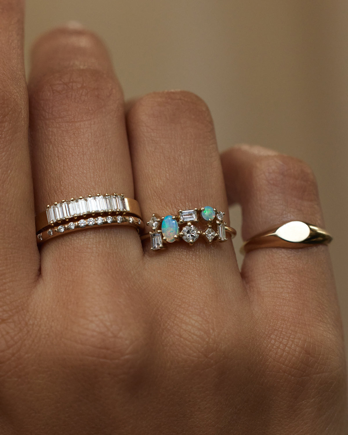Diamond and Opal Mosaic Ring No. 32