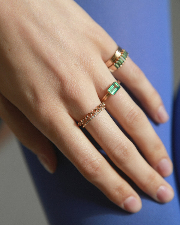 One of a Kind Emerald Cut Emerald Ridge Solitaire Ring No. 11