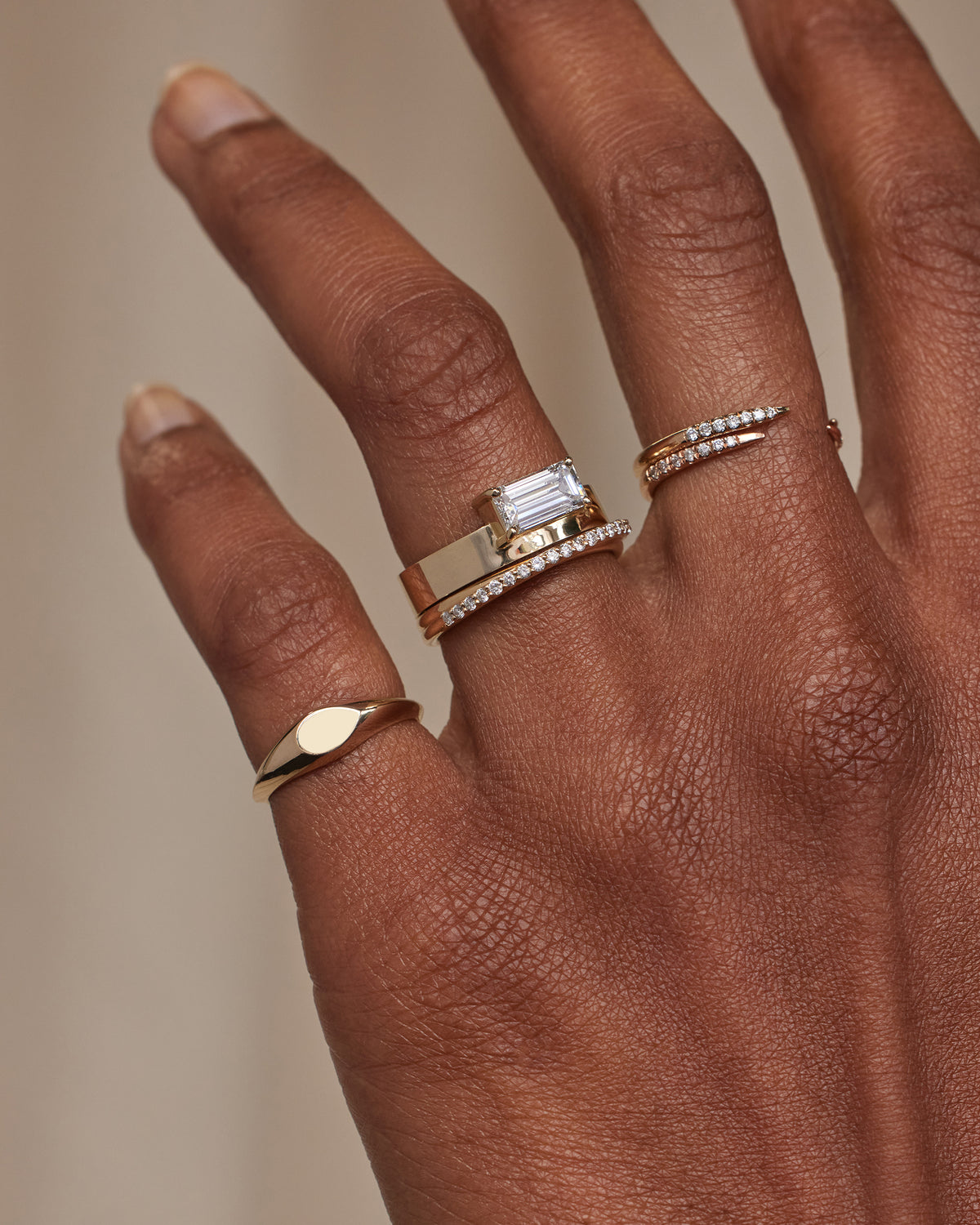Emerald Cut Diamond Monolith Ring No. 24
