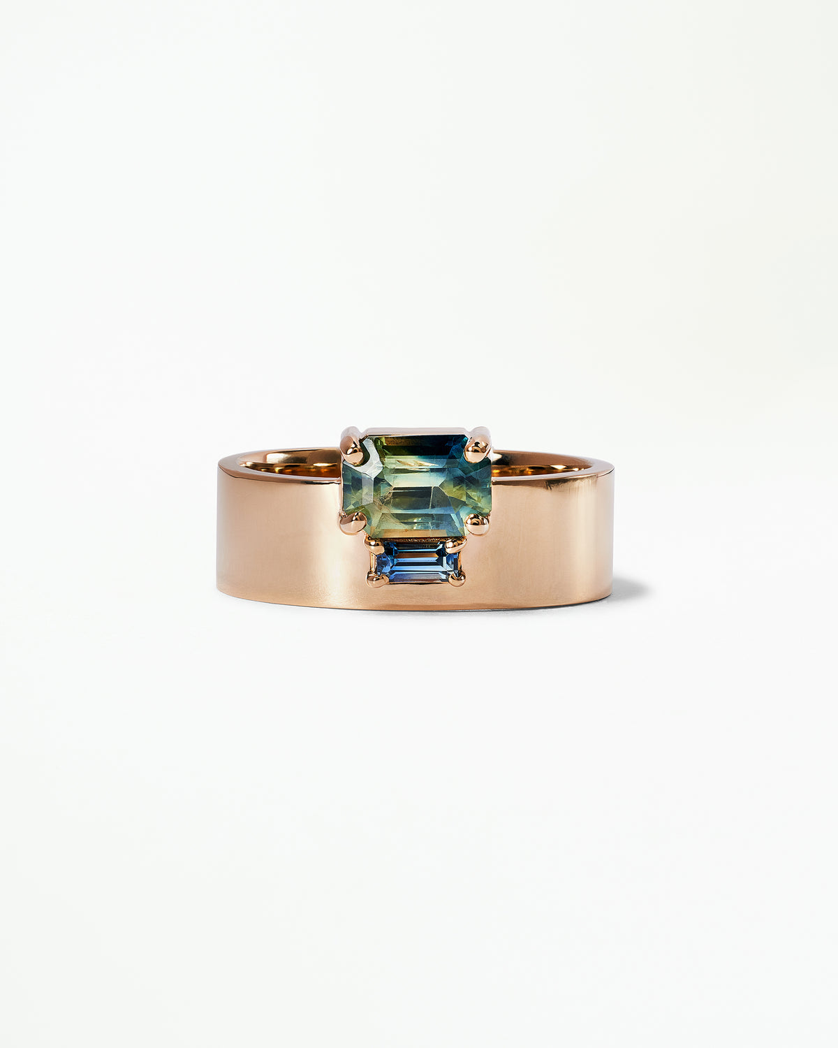 Emerald and Baguette Cut Sapphire Bricolage Ring No. 15