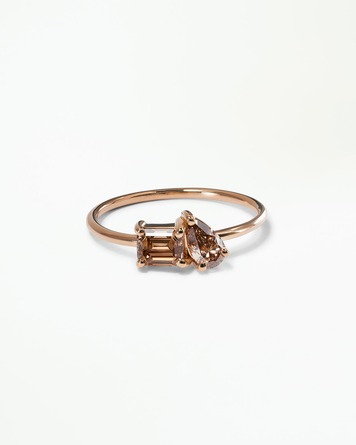 Emerald and Pear Cut Champagne Diamond Mosaic Ring No. 9