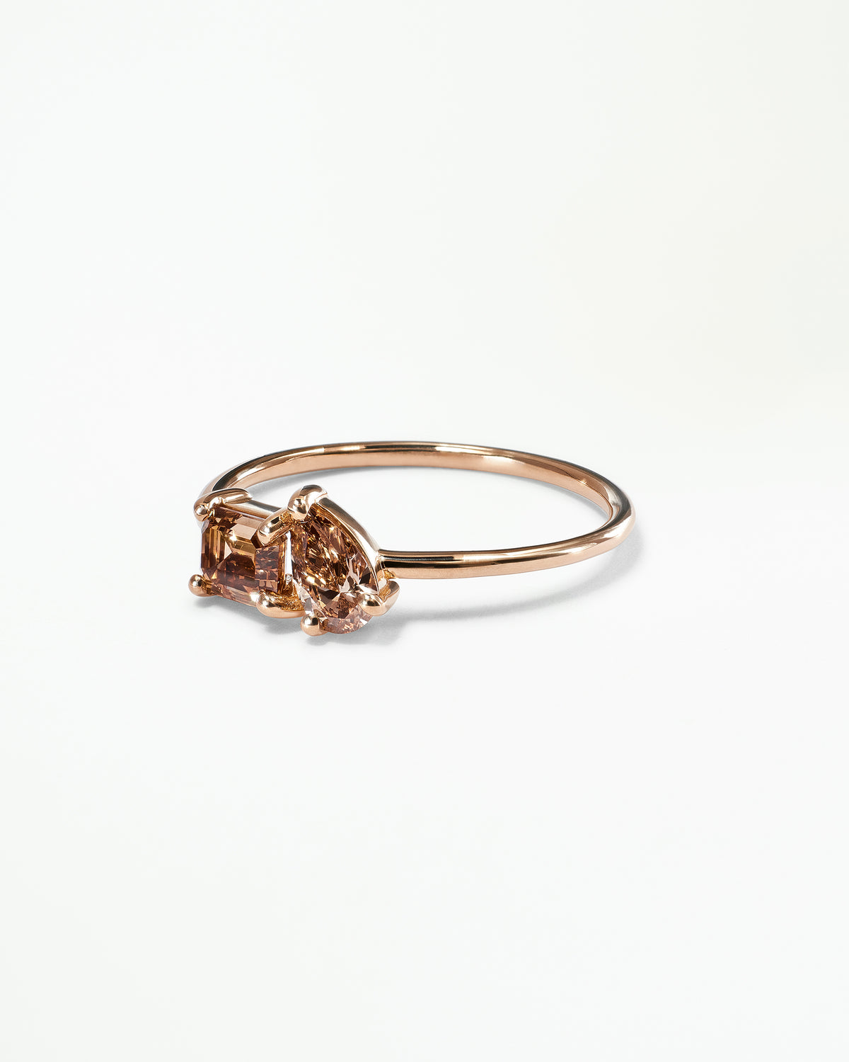 Emerald and Pear Cut Champagne Diamond Mosaic Ring No. 9