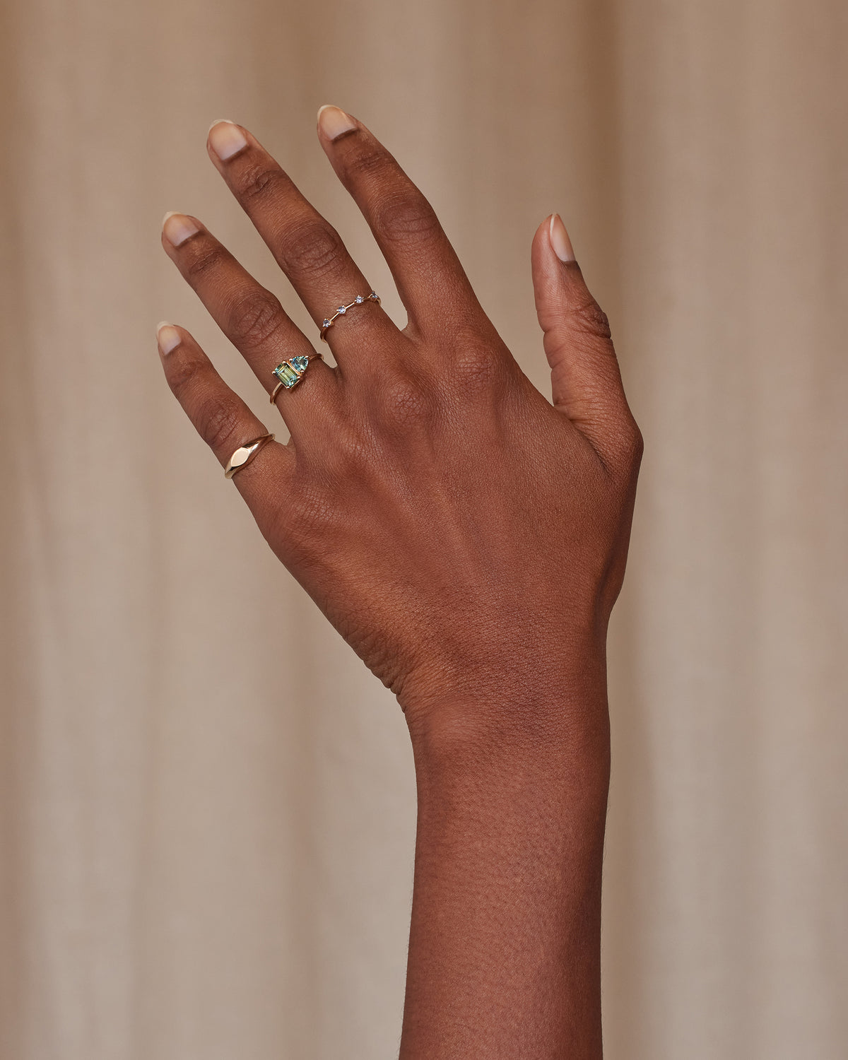 Emerald and Trillion Cut Sapphire Mosaic Ring No. 42