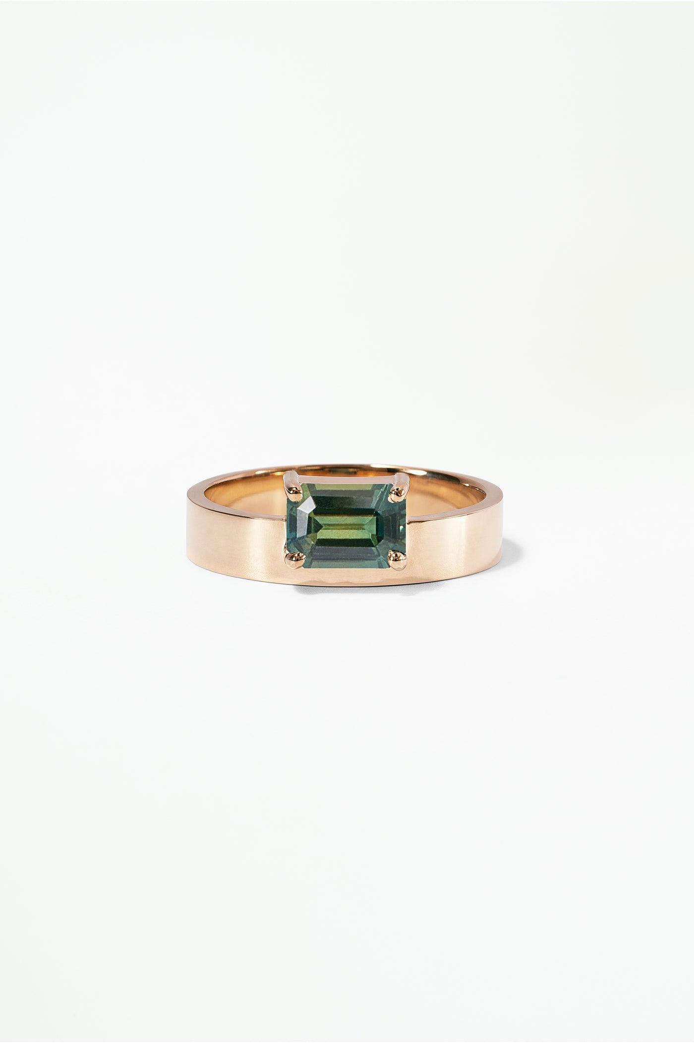 Large Horizontal Emerald Cut Sapphire Monolith Ring