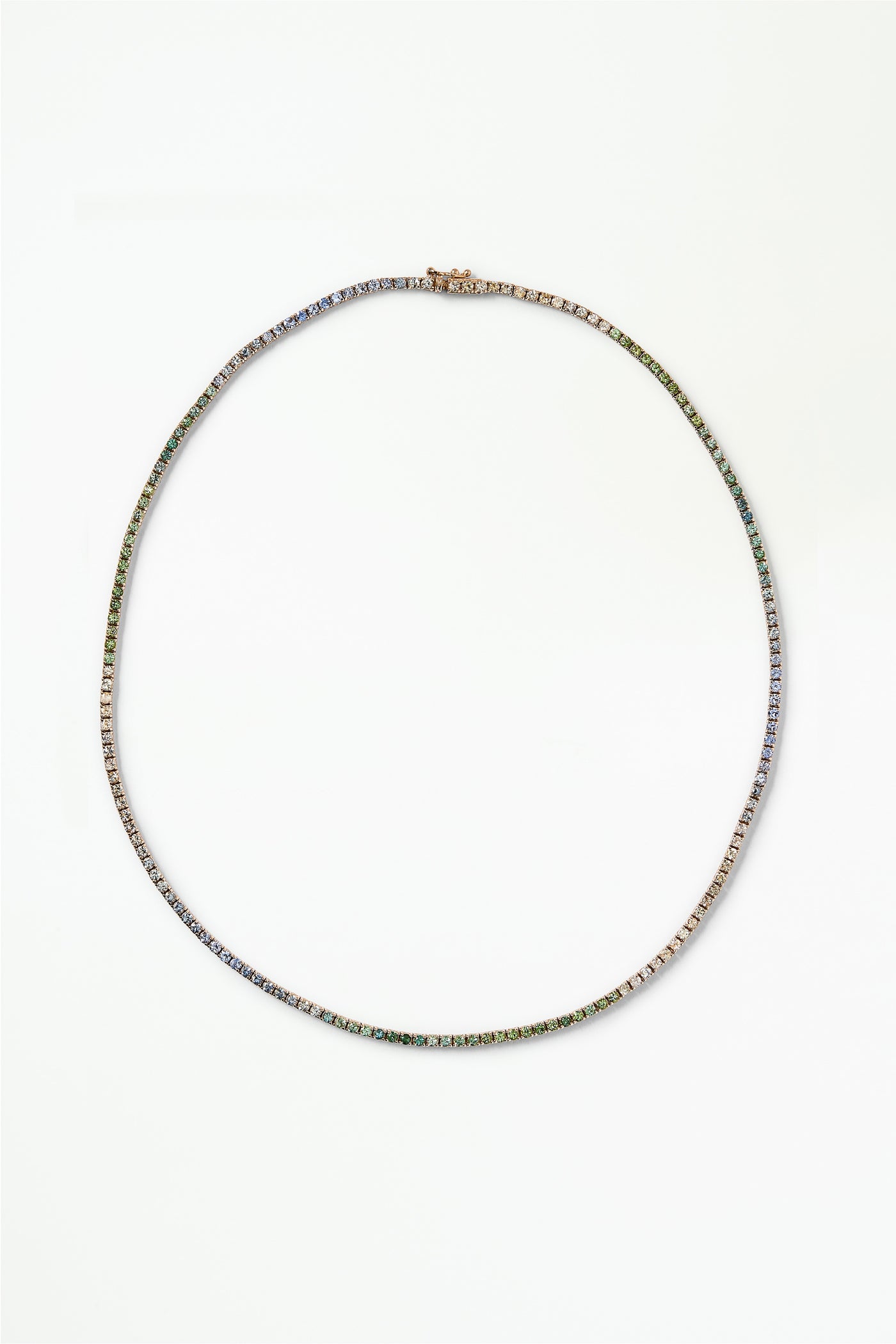 Gradient Sapphire and Tourmaline Tennis Necklace