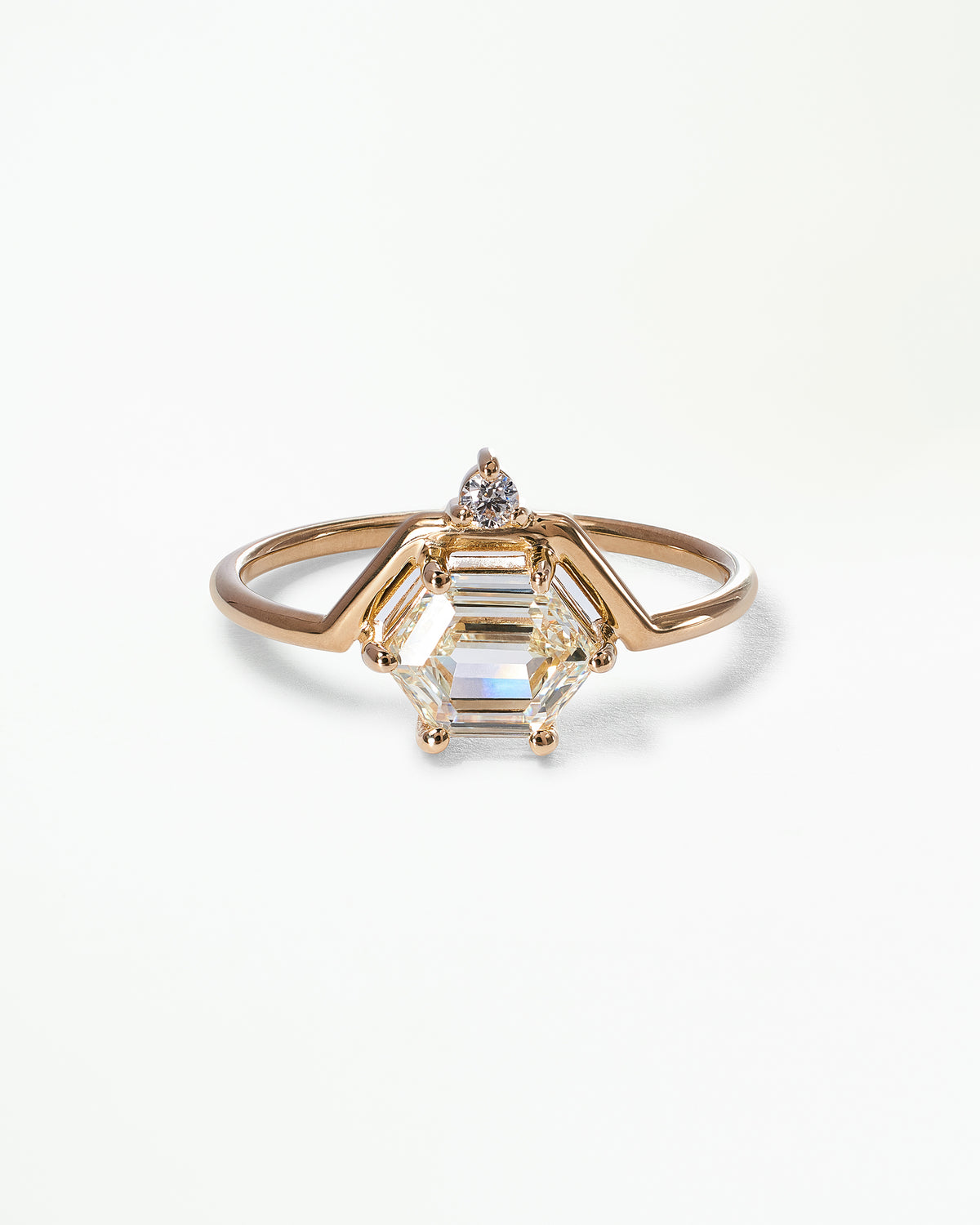Hexagon Cut Diamond Nestled Ring No. 20
