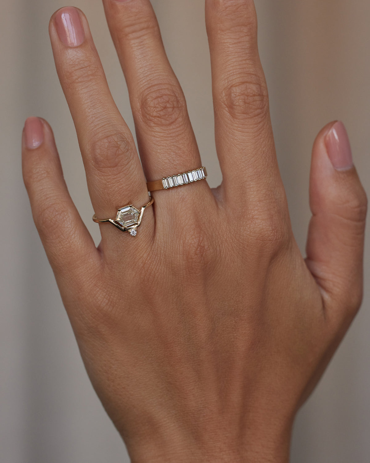 Hexagon Cut Diamond Nestled Ring No. 20