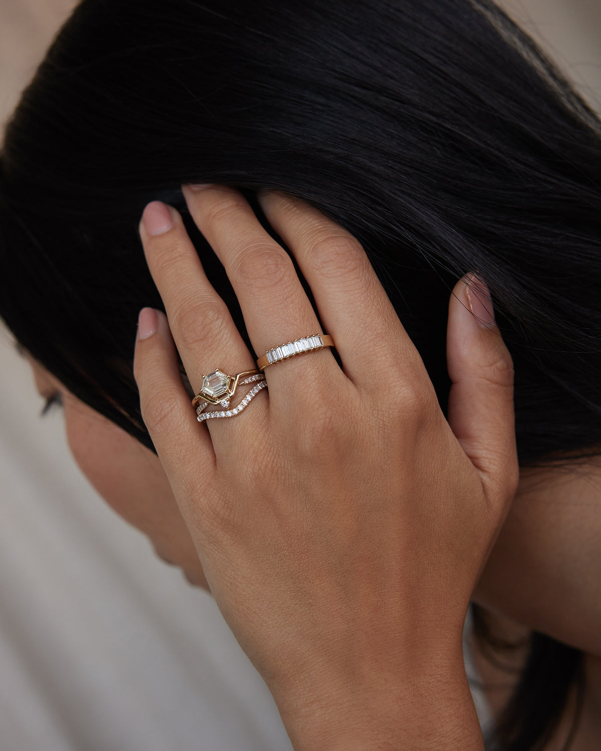 Hexagon Cut Diamond Nestled Ring No. 20