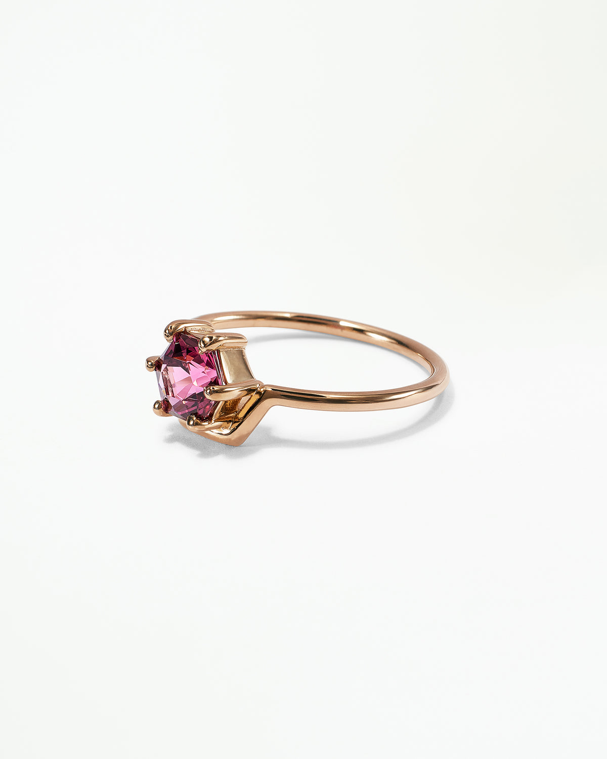 Hexagon Cut Garnet Nestled Ring No. 7