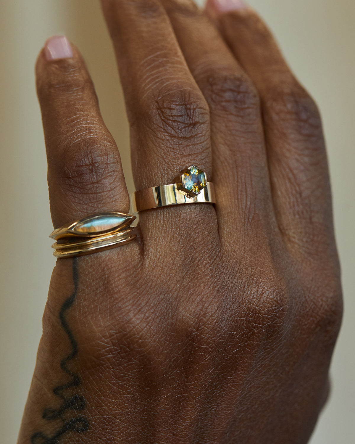 Hexagon Sapphire Monolith Ring