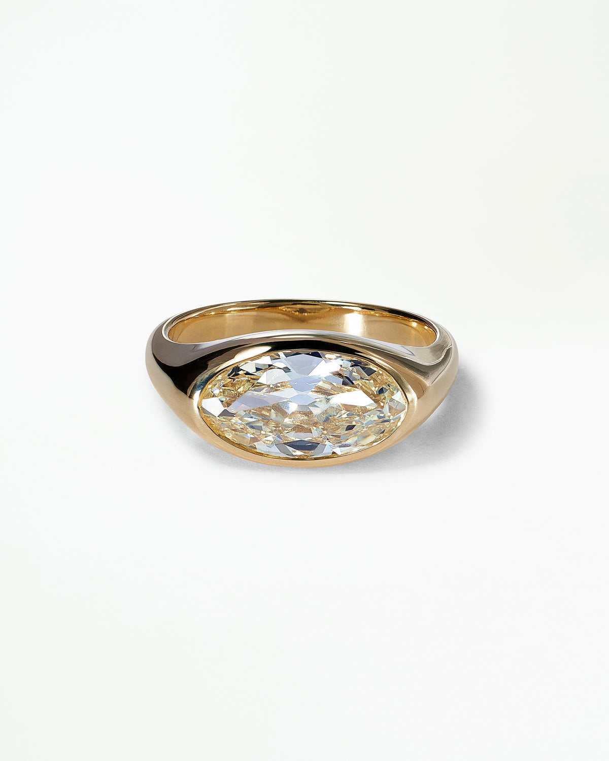 Moval Cut Diamond Soft Signet Ring No. 64
