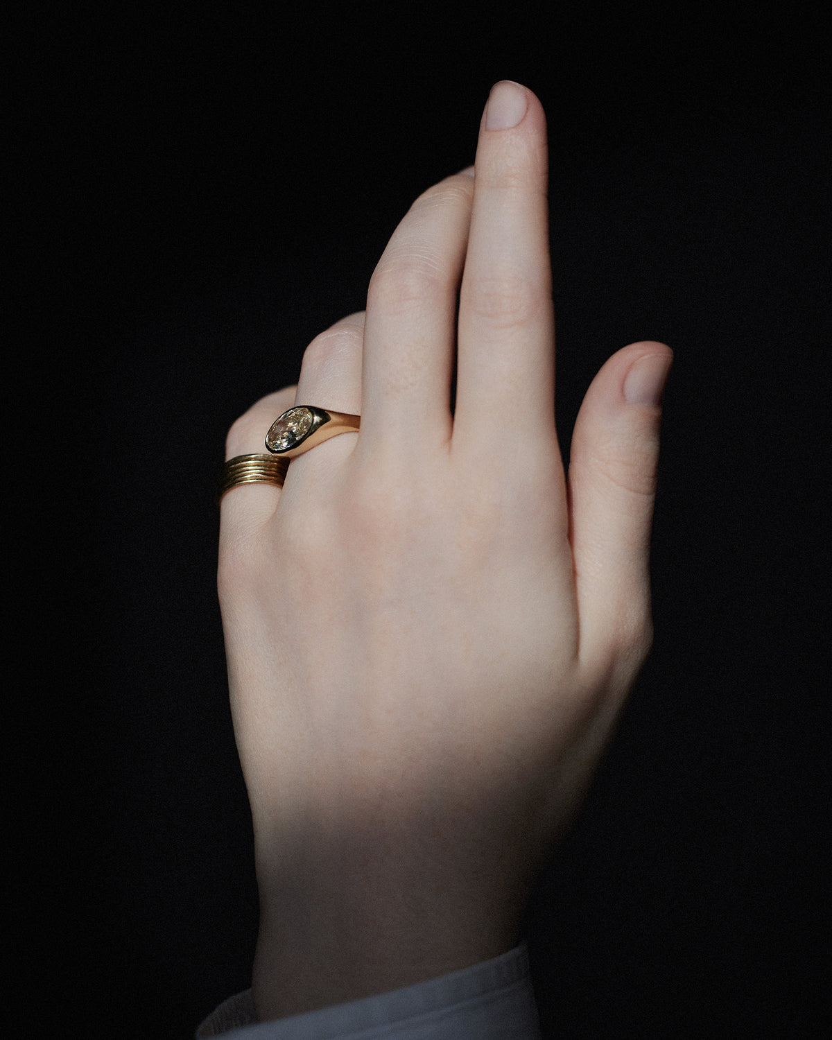 Moval Cut Diamond Soft Signet Ring No. 64