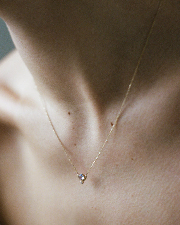 Moonstone and Diamond Nestled Necklace