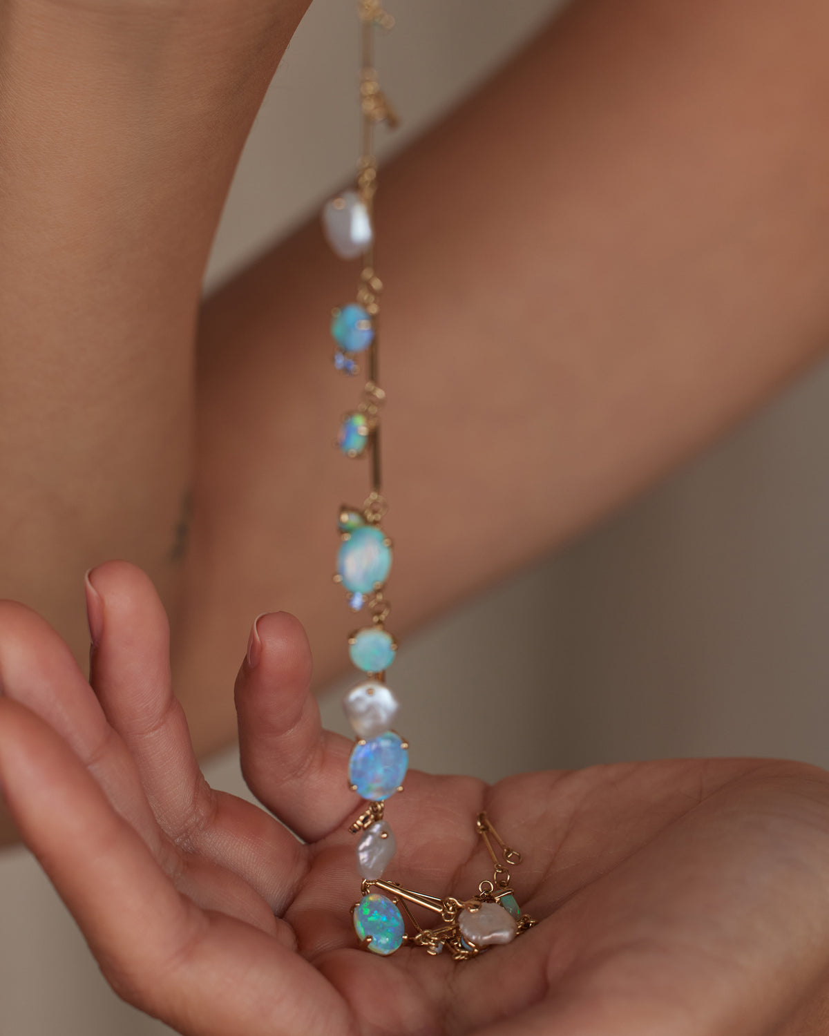 Opal and Pearl Token Necklace No. 3