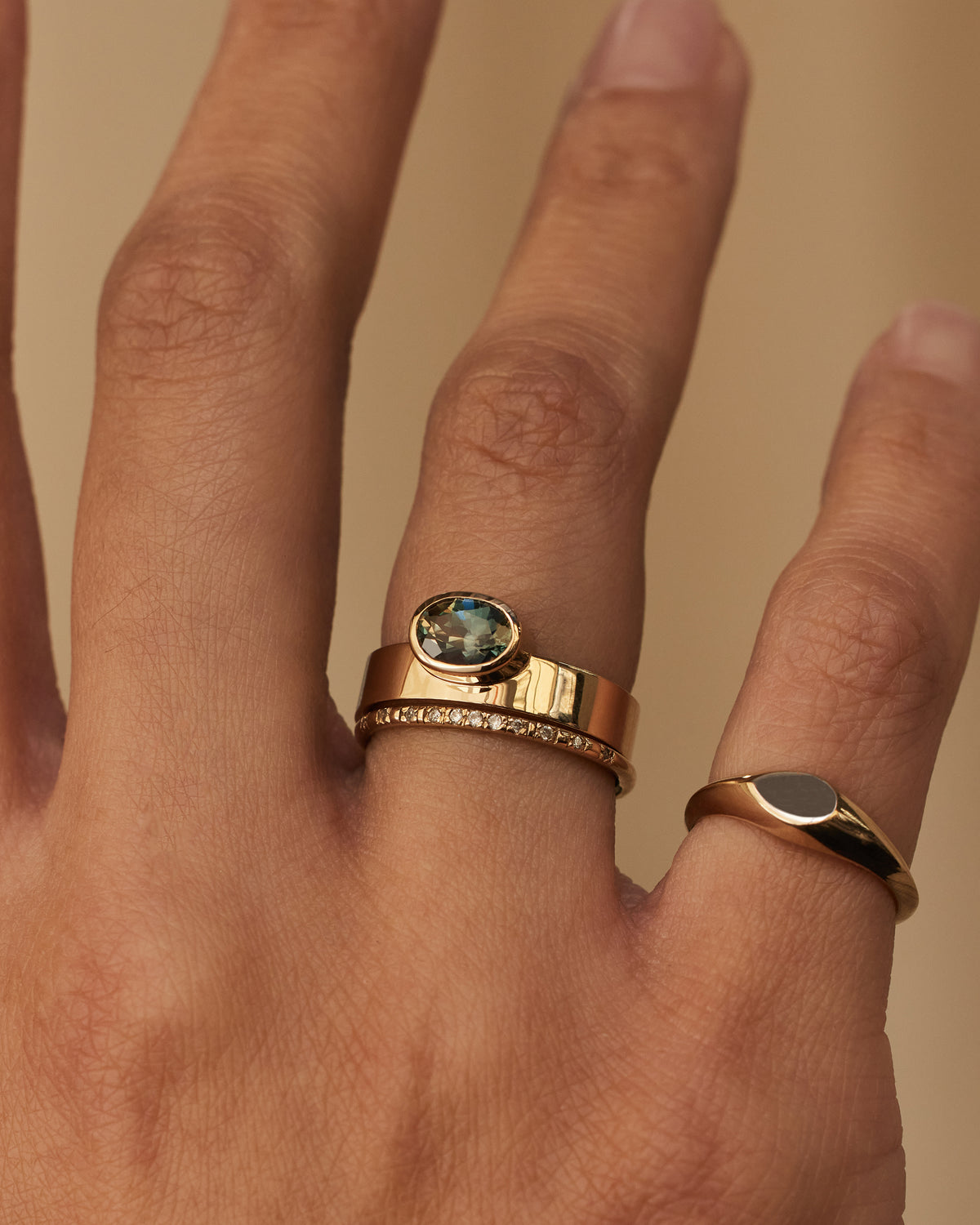 Oval Brilliant Cut Sapphire Monolith Ring No. 4