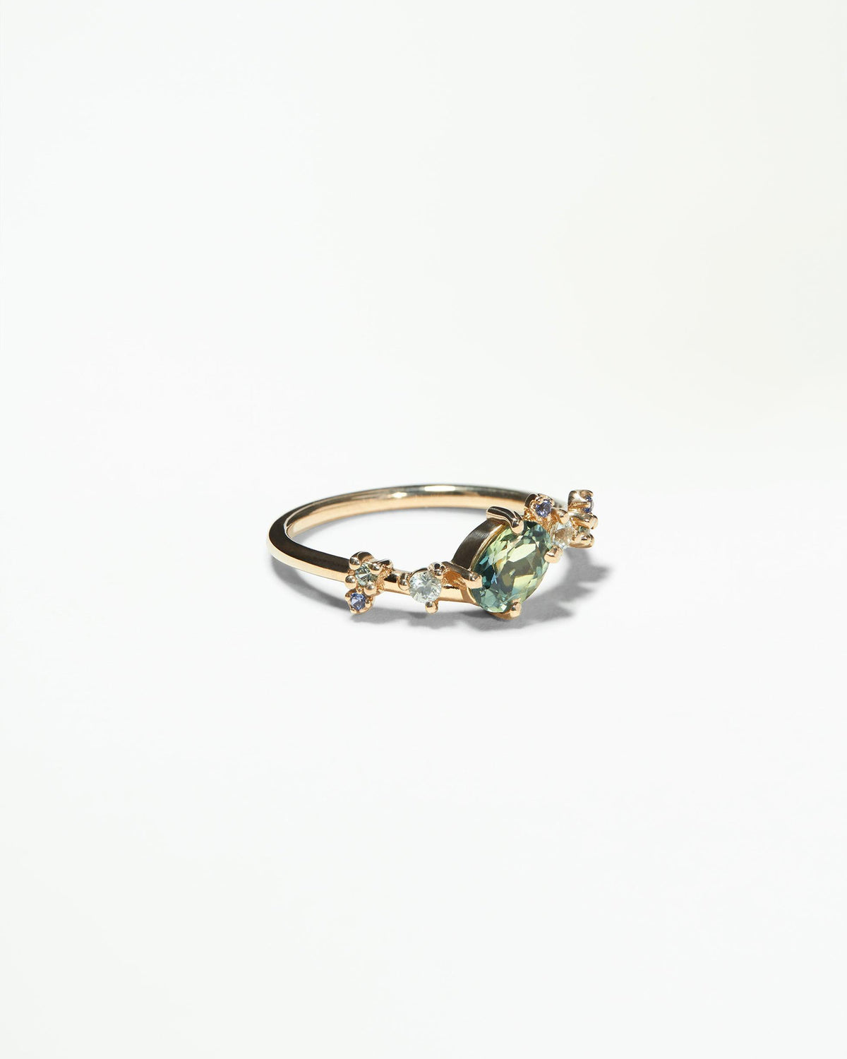 Oval Gradient Sapphire and Tourmaline Organic Crossover Ring
