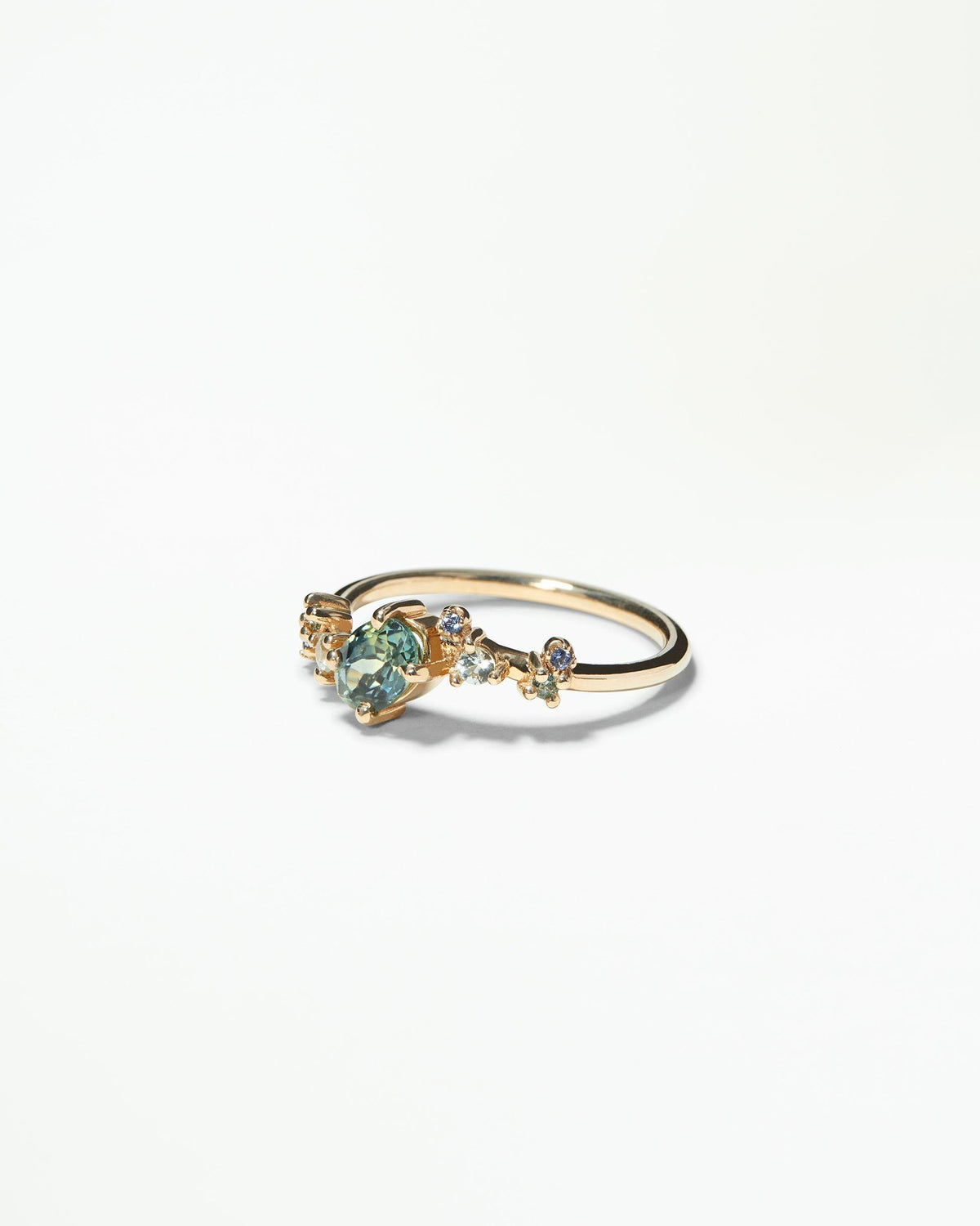 Oval Gradient Sapphire and Tourmaline Organic Crossover Ring