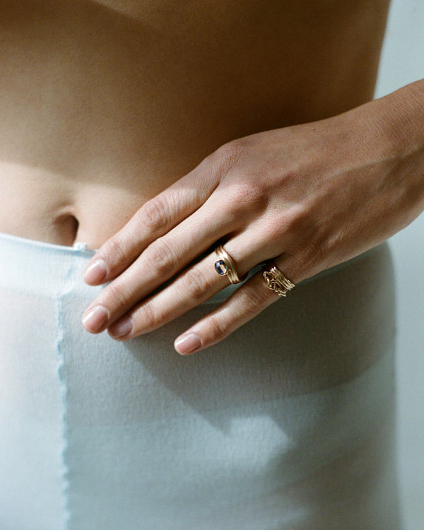 One of a Kind Oval Rose Cut Sapphire Coast Ring No. 4