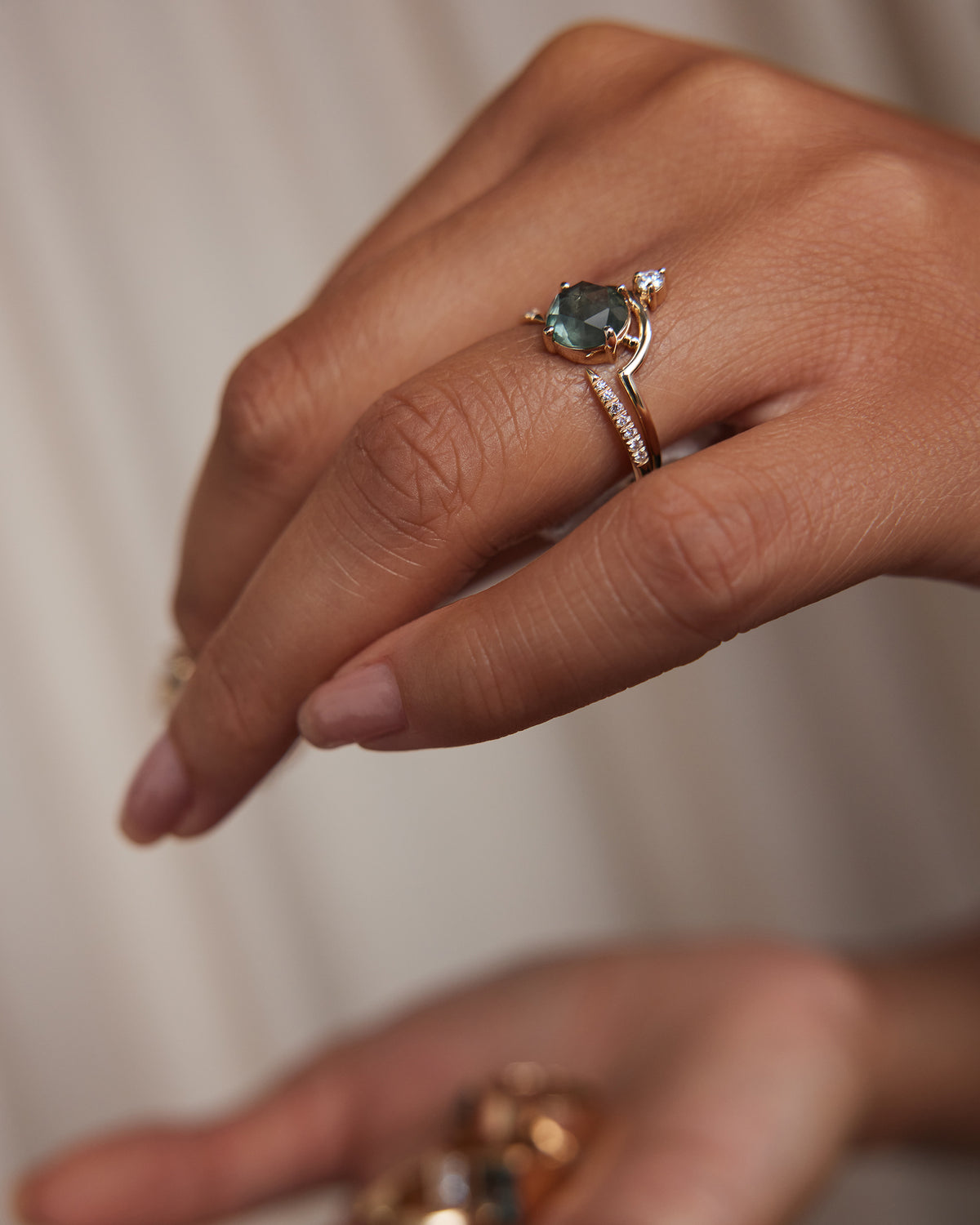 Rose Cut Sapphire Nestled Ring No. 21