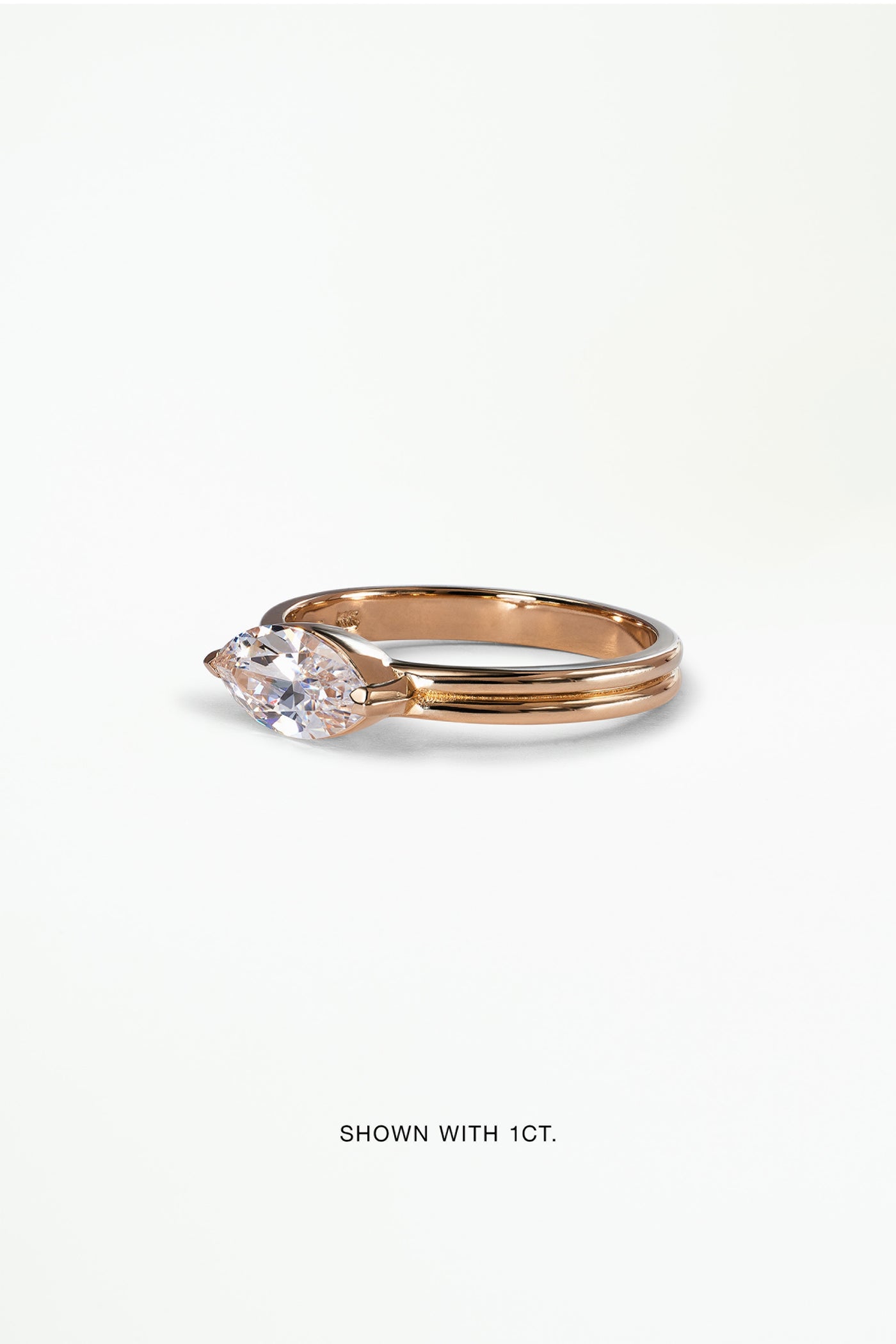 Marquise Cut Diamond Ridge Solitaire Ring