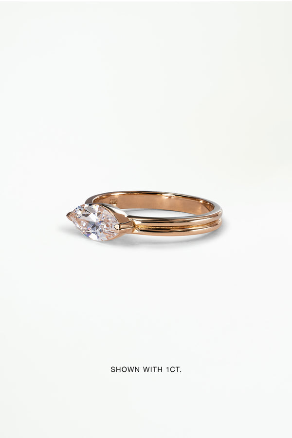 Marquise Cut Diamond Ridge Solitaire Ring