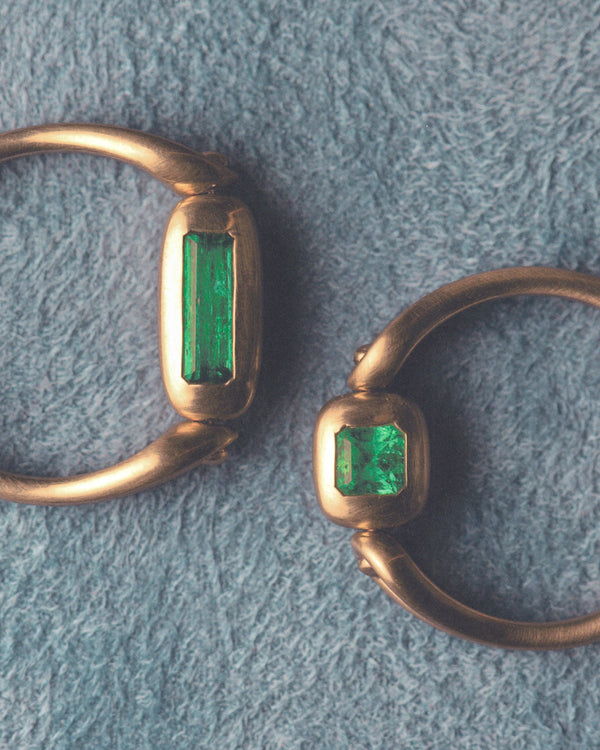 One of a Kind Elongated Emerald Tempo Ring No. 3
