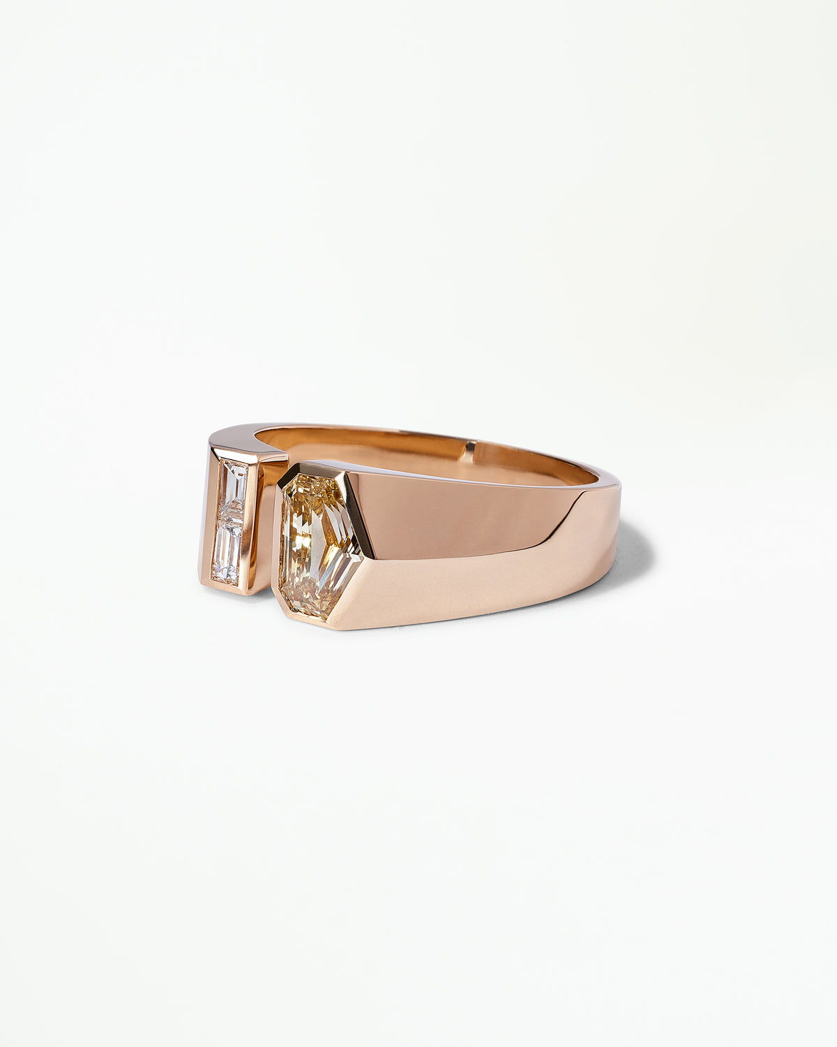 Shield Step Cut Diamond Dyad Signet Ring No. 10